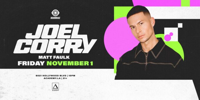 Joel Corry at Academy LA Event Flyer