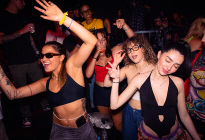 Guests posing at Tape B at Academy LA Nightclub in Hollywood, CA