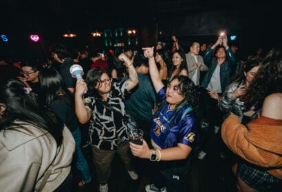 Crowd posing for camera